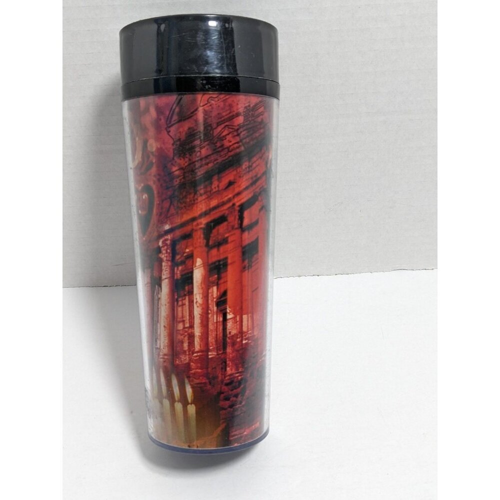 Vintage 1998 Starbucks Thermo Serv Tumbler Travel Cup 20 oz Ruins Statues
